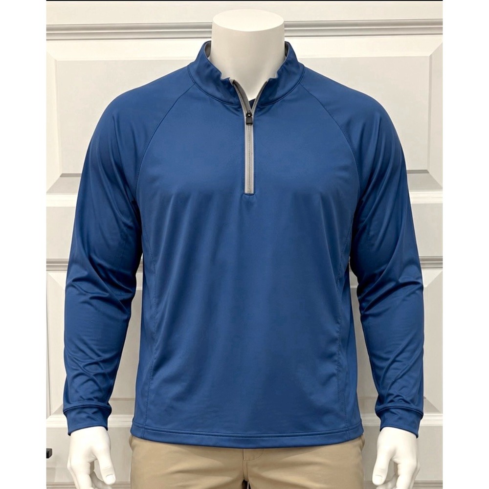 ADIDAS Climalite Men's 1/4 Zip Mock Neck Long Sleeve Raglan Pullover Blue XL